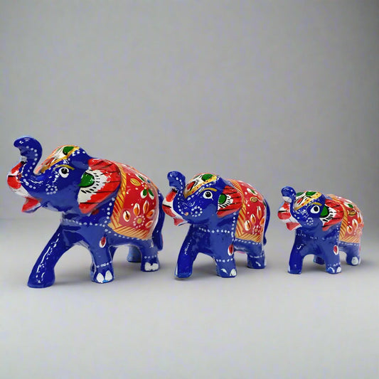 Colorful paper mache meenakari elephant figurines for home decor
