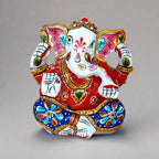 Handcrafted metal meenakari Ganesha statue with big ears design
