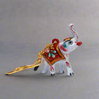 Elegant Meenakari white elephant keychain crafted from durable metal.