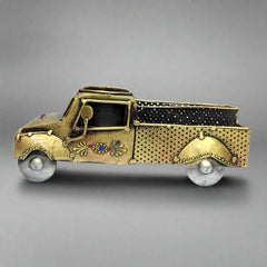 A metal car desk caddy for convenient storage of pens, mobile phones, and visiting cards.