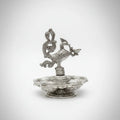 Metal Peacock Diya Stand Oxidized Silver Finish for Diwali Decor and Housewarming Gift