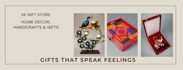 KK Gift Store's collection of Indian handicrafts—perfect for elegant home decor, festive gifting, and spiritual spaces.