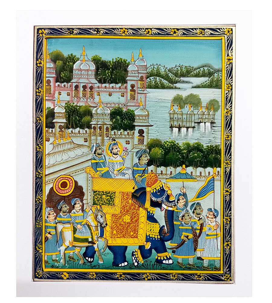 An intricate Mughal silk, a detailed miniature wall art piece.