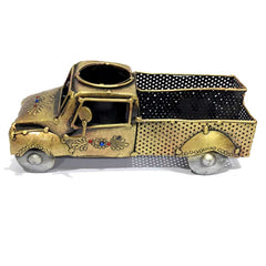 A multi-purpose car-shaped pen and card holder with a beautiful metallic finish.