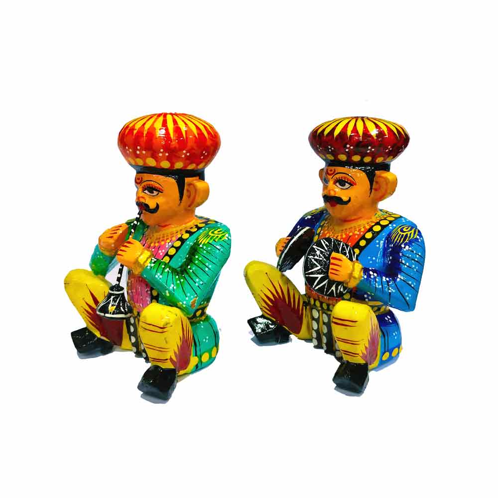 Hand-painted Musician Bawla Puppet Set of 6 for artistic collections