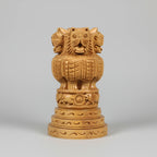 Indian national emblem Ashoka pillar wooden sculpture office decor