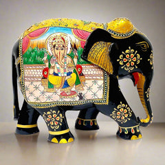 A one-of-a-kind wooden Ganesha figurine, a unique piece of cultural art.