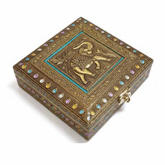 Oxidised elephant motif box with 4 removable partitions inside
