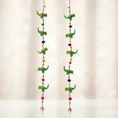 Pack of 2 handmade papermache parrot wall hanging toran for door decor, 2 feet height