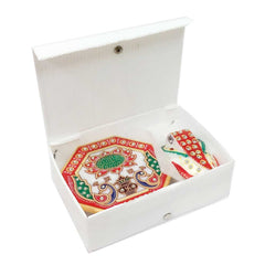 Marble Chowki Ganesha gift idol for housewarming and wedding gifts.