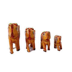A set of painted wooden elephant showpieces, a magnificent addition to any home decor.