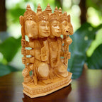 Wooden Panchmukhi Hanuman Murti, artisan-made devotional statue from Jaipur