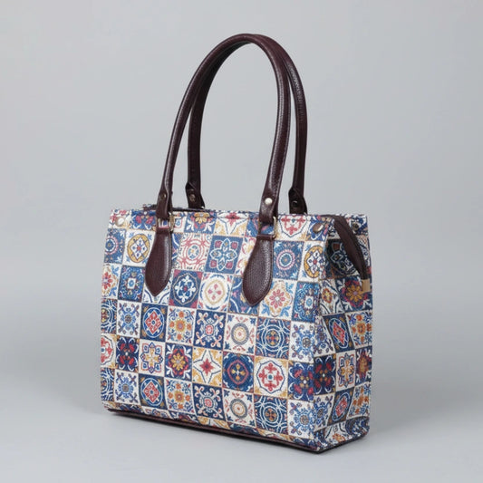 Close-up detail of high-grade Patola fabric stitching and premium synthetic PU leather accents.