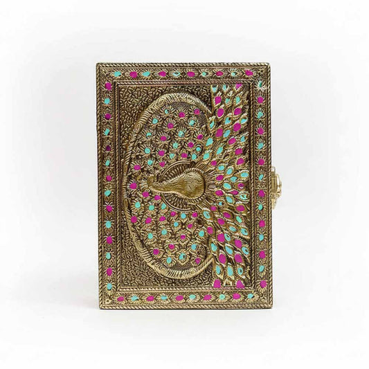  Lifestyle image of meenakari peacock wooden box as wedding return gift or home decor.