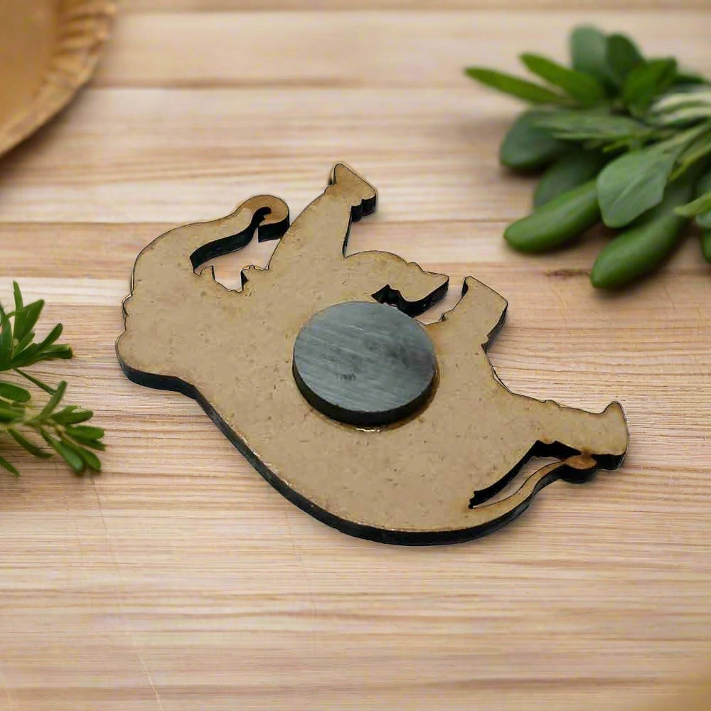 Unique hand-painted elephant magnet, wooden fridge accessory for notes & reminders