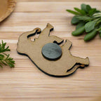 Unique hand-painted elephant magnet, wooden fridge accessory for notes & reminders