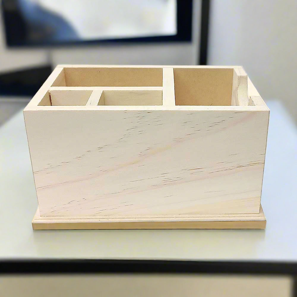 Pine wood desk organizer featuring traditional gemstone design for decor.
