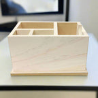 Pine wood desk organizer featuring traditional gemstone design for decor.