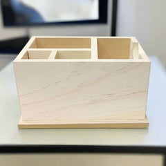 Pine wood desk organizer featuring traditional gemstone design for decor.