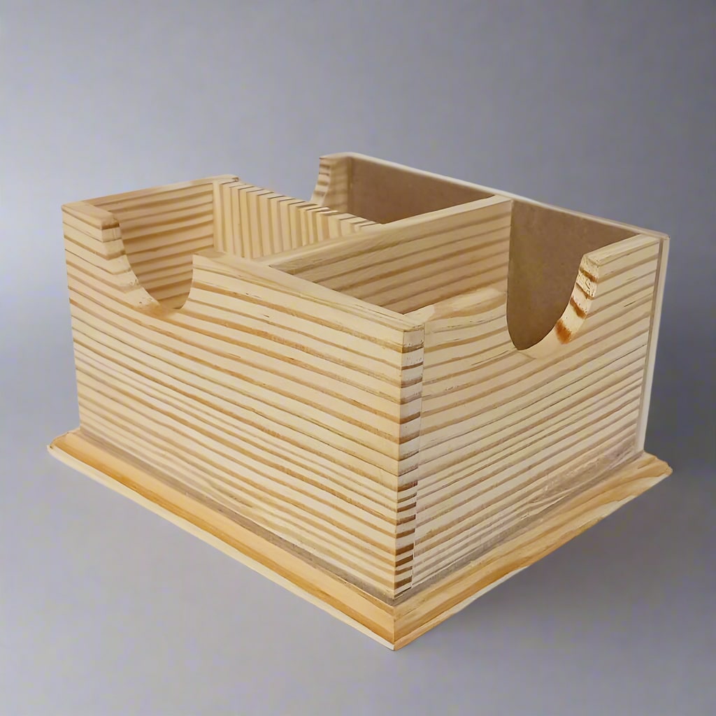 Minimalist pine wood desk organizer perfect for corporate gifts and workspace organization
