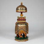 High-quality wood elephant idol designed for luxury home decoration and heritage-themed interiors.