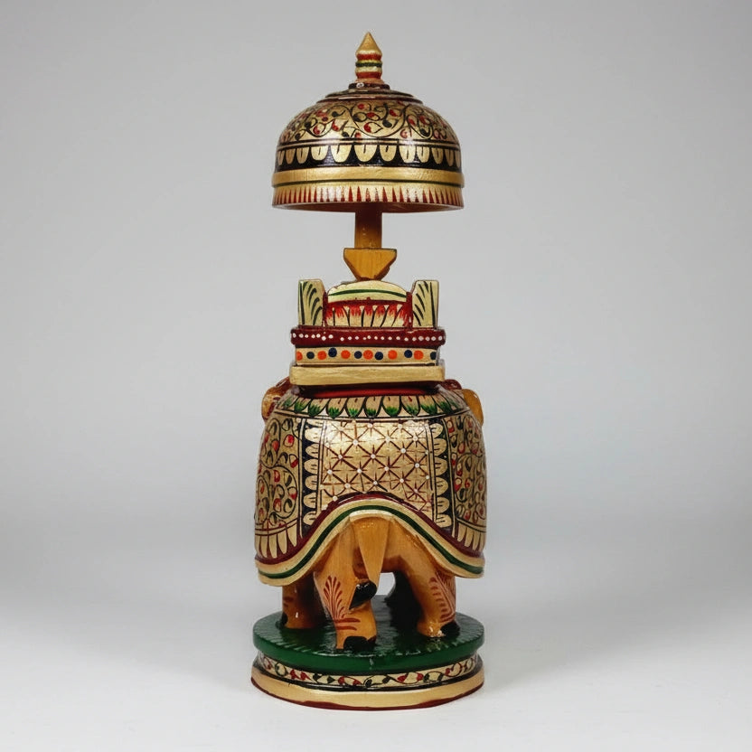 High-quality wood elephant idol designed for luxury home decoration and heritage-themed interiors.