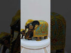 Wooden Hand-Painted Elephant Figurine with Emboss Painting