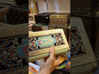 Video of Decorative dry fruit box with pista color designer cloth and floral embroidery