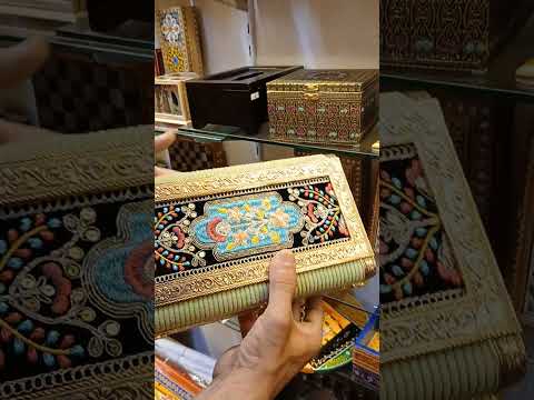 Video of Decorative dry fruit box with pista color designer cloth and floral embroidery