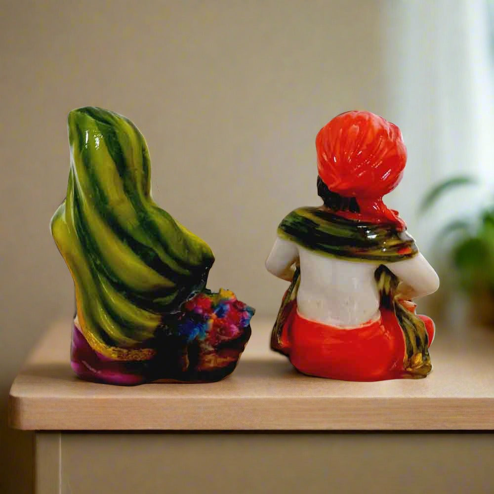Multicolor Rajasthani couple showpieces, handmade Indian art figurines