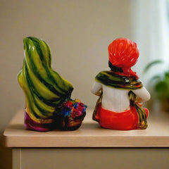 Multicolor Rajasthani couple showpieces, handmade Indian art figurines