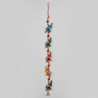 Traditional 3 feet long Rajasthani elephant wall hanging with embroidered fabric elephants and beads.