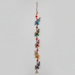 Traditional 3 feet long Rajasthani elephant wall hanging with embroidered fabric elephants and beads.