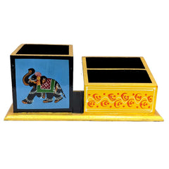 A Rajasthani hand-painted desk caddy, a perfect and thoughtful gift for anyone.