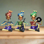  A handcrafted Rajasthani metal Bawla set of 3 pieces, perfect for home decor.
