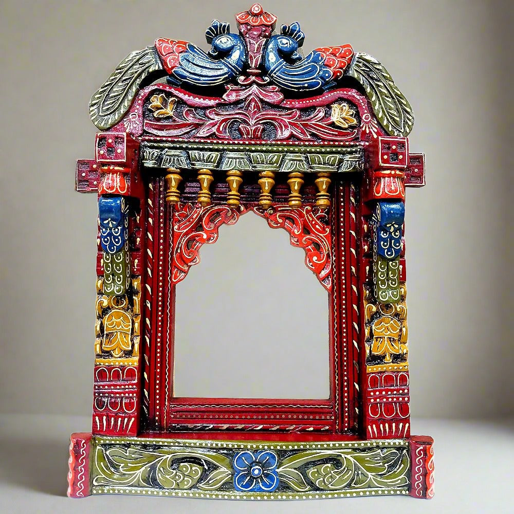 A Rajasthani Jharokha, hand-carved to be used as a decorative mirror or photo frame.