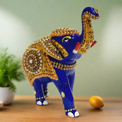 Traditional Indian Meenakari Elephant Showpiece – Symbol of Wisdom and Good Luck