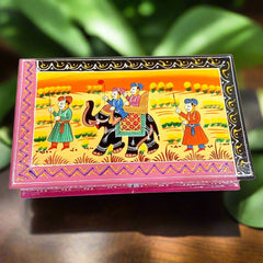 A traditional Rajasthani miniature art jewelry box, perfect for organizing small items.