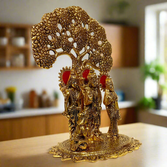 Metal Ram Darbar Idol with tree, perfect gift for Diwali and festive decor