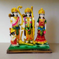Hand-painted resin Ram Darbar statue featuring Lord Ram, Sita, Laxman, and Hanuman in a vibrant, devotional setting.