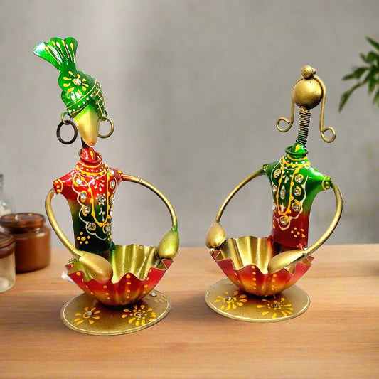 A romantic couple figurine candle holder, a perfect gift for an anniversary or Valentine's Day.