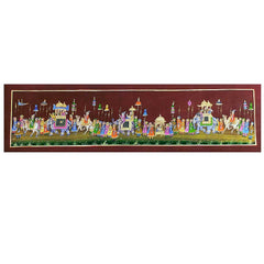 A royal procession silk painting, a unique piece of home decor with historical elegance.