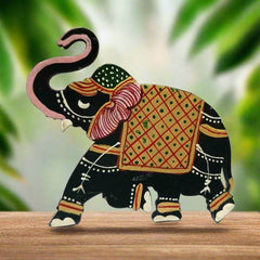 Hand-painted salute elephant wooden fridge magnet in assorted colors