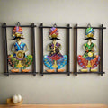 Set of 3 Metal Wall Art featuring traditional Rajasthani figurines, perfect for wall décor, Diwali decoration, and festive gifting. Elegant and cultural design.