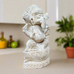 Elegant wooden lotus Ganesha showpiece for pooja and gifting