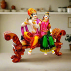 An amazing sitting Radha Krishna statue, a showpiece that reflects their divine love.