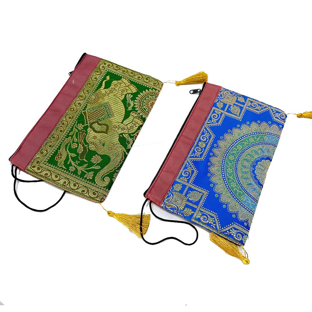 A small, luxurious silk pouch for storing precious jewelry or other small trinkets.