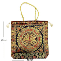 A spacious Banarasi bag, best for shopping, travelling, and the market.