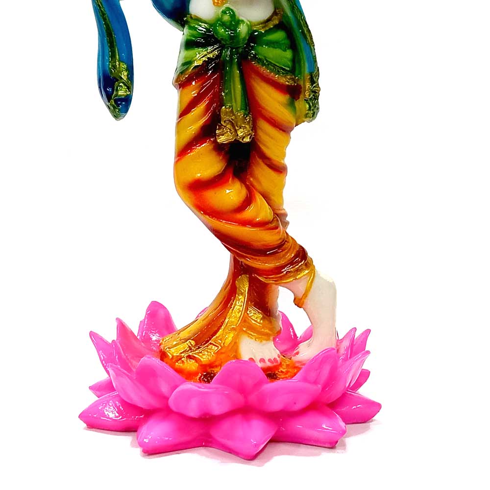 A standing Krishna statue on a lotus, a beautiful addition to home or office decor.