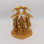 Close-up details of Standing Ram Darbar Statue in high-quality metal, showcasing antique shine and fine engravings – ideal for festival gifting.